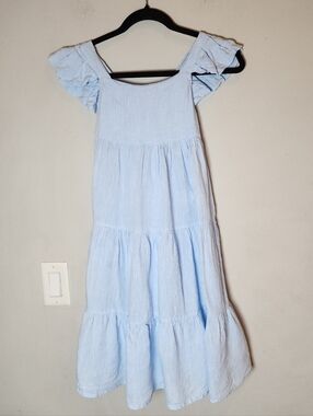 Tommaso Nezzeti 100% Linen Blue Dress Kids Size 10 Made In Italy